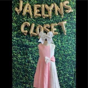 Pink and white pleated dress